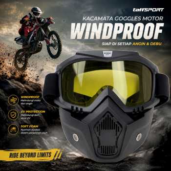 Gambar produk TaffSPORT BOLLFO Kacamata Goggles Mask Motor Retro Windproof - MT-04