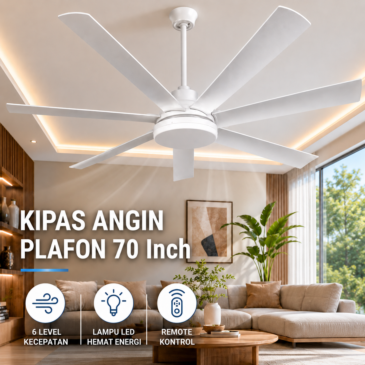 SOVE Kipas Angin Gantung Plafon Ceiling Fan 6 Speed LED Remote 70 Inch - SR016 Gambar produk SOVE Kipas Angin Gantung Plafon Ceiling Fan 6 Speed LED Remote 70 Inch - SR016 - Utama