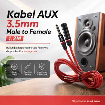 MONSTER Kabel AUX Ekstensi HiFi Audio Cable 3.5mm Male to Female 1.2M - AV118