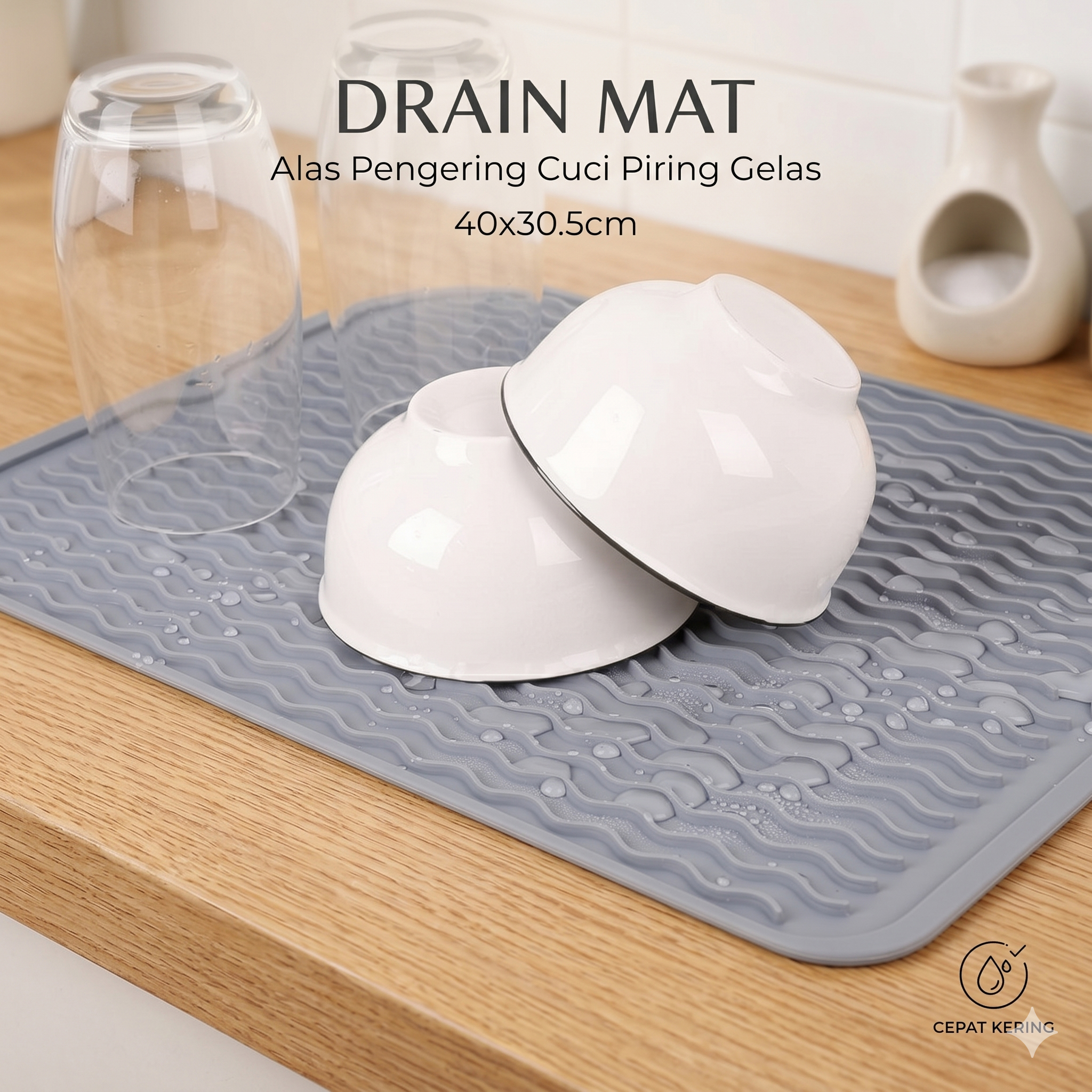 ZMHEGW Drain Mat Alas Pengering Cuci Piring Gelas 40x30.5cm - P589 Gambar produk ZMHEGW Drain Mat Alas Pengering Cuci Piring Gelas 40x30.5cm - P589 - Utama