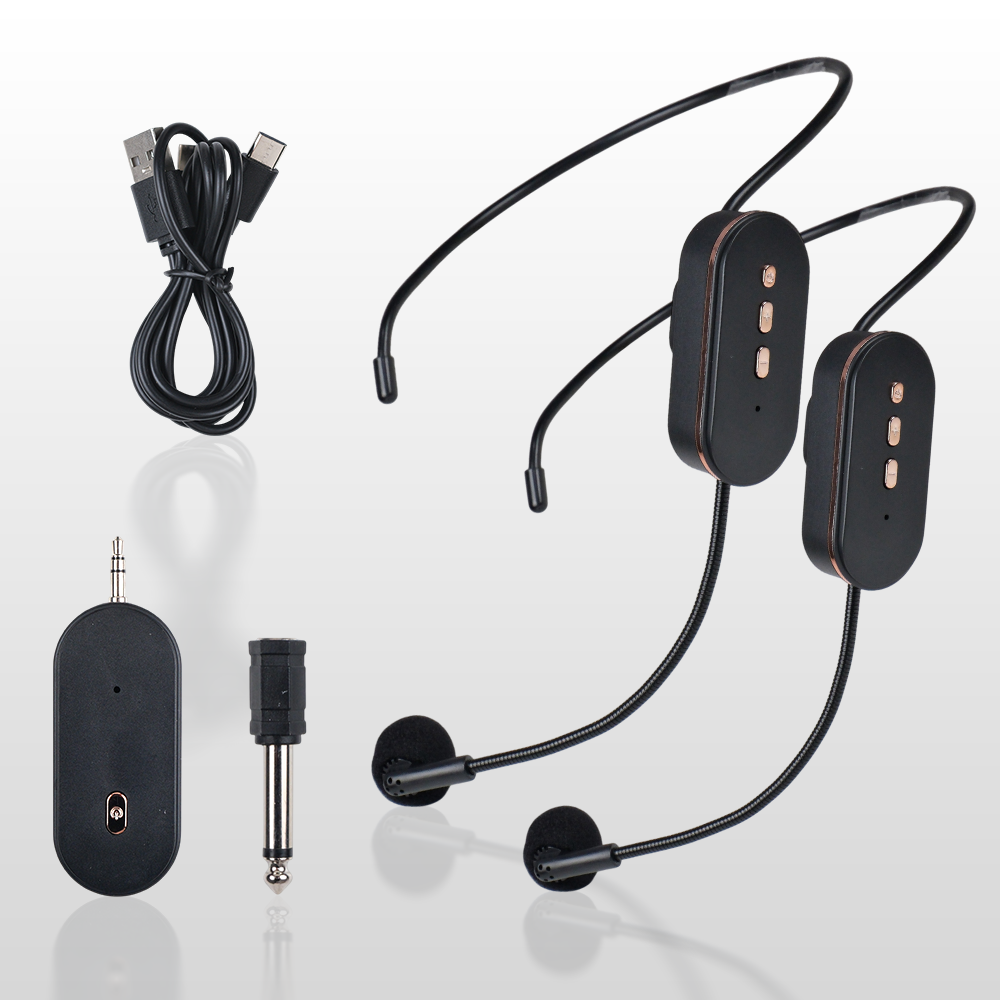 CLOVEY Wireless Lavalier Lapel Microphone 6.35mm Adapter 2.4GHz 2 Mic - SI09 Gambar produk CLOVEY Wireless Lavalier Lapel Microphone 6.35mm Adapter 2.4GHz 2 Mic - SI09 - 7