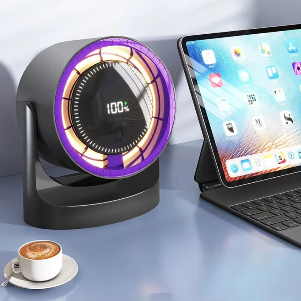 TINSOL Kipas Angin Meja Digital Display 5 Speed RGB Timer Desk Fan - JMF-7 Gambar produk TINSOL Kipas Angin Meja Digital Display 5 Speed RGB Timer Desk Fan - JMF-7 - Kemasan