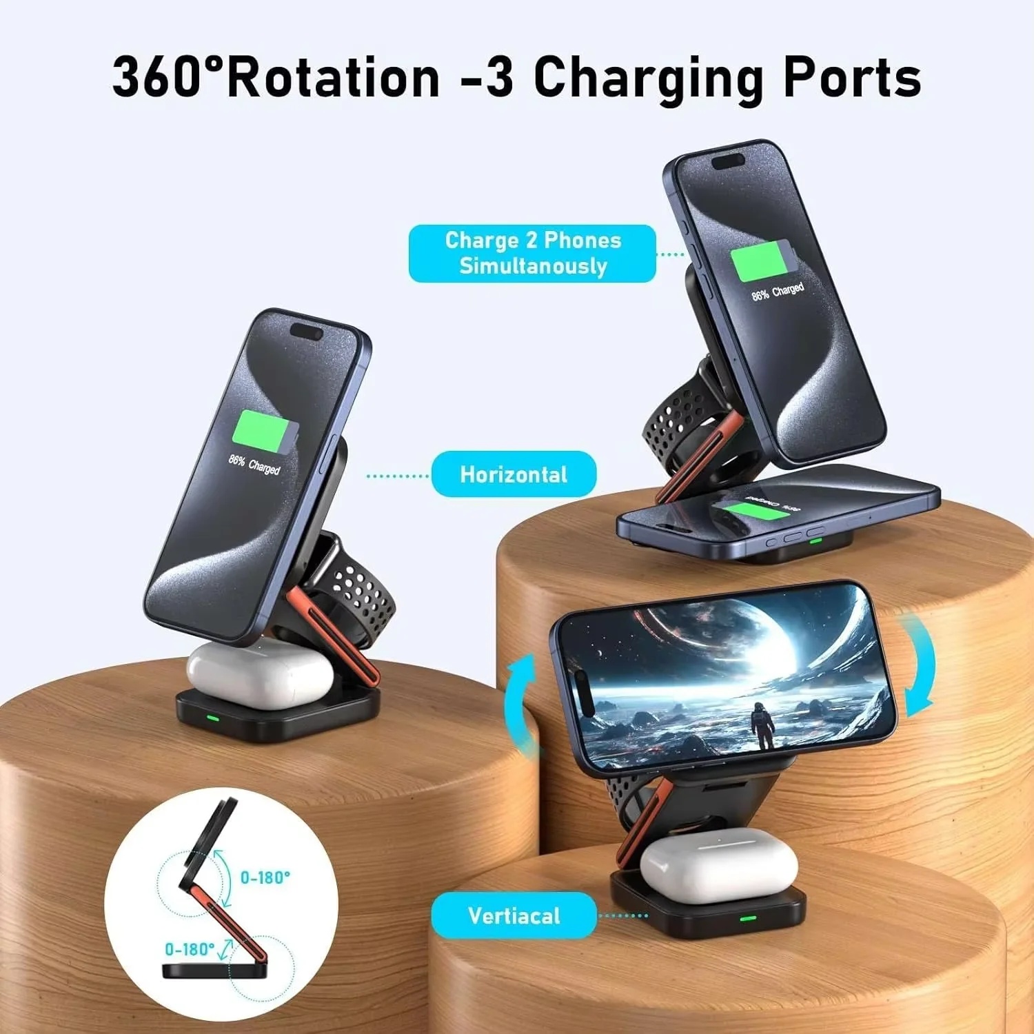 ZEBRONICS Wireless Charger 3in1 Foldable iPhone Apple Watch AirPods - IW20 Gambar produk ZEBRONICS Wireless Charger 3in1 Foldable iPhone Apple Watch AirPods - IW20 - 1