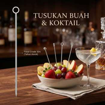 JUWI Tusukan Buah Cocktail Pick Garnish Decoration Stainless Steel 304 - J-105