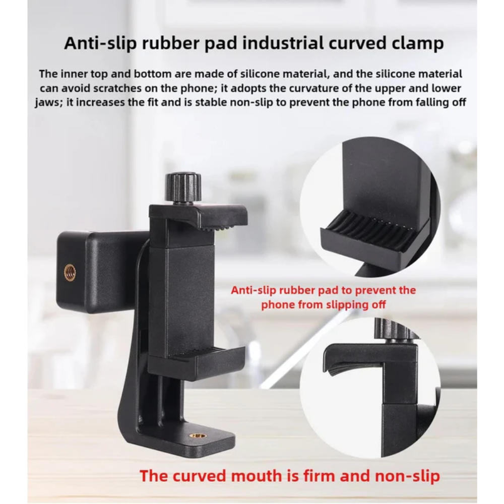 Barica Universal Smartphone Clamp 1/4 Screw Mount Double Sided - C5 Gambar produk Barica Universal Smartphone Clamp 1/4 Screw Mount Double Sided - C5 - 1