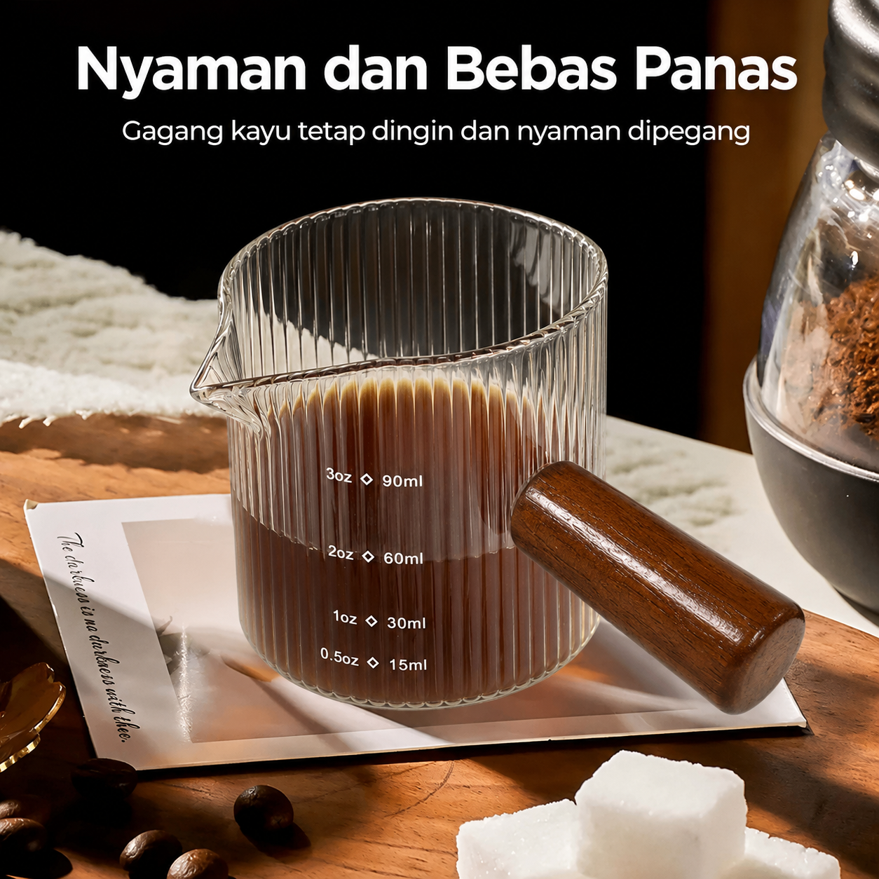 One Two Cups Gelas Takar Kopi Espresso Measuring Cup Double Spout 90ml - KS65 Gambar produk One Two Cups Gelas Takar Kopi Espresso Measuring Cup Double Spout 90ml - KS65 - 4