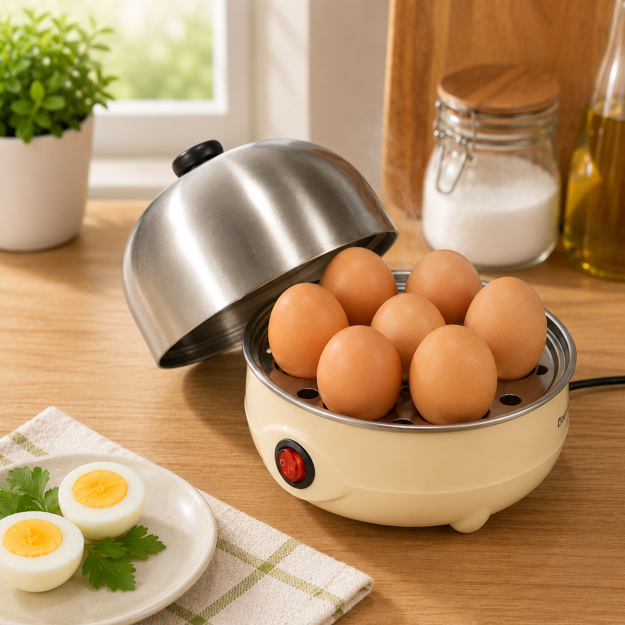 TaffHOME Alat Rebus Telur 7 Butir Egg Steamer Boiler Single Layer - HFR-02 Gambar produk TaffHOME Alat Rebus Telur 7 Butir Egg Steamer Boiler Single Layer - HFR-02 - 2