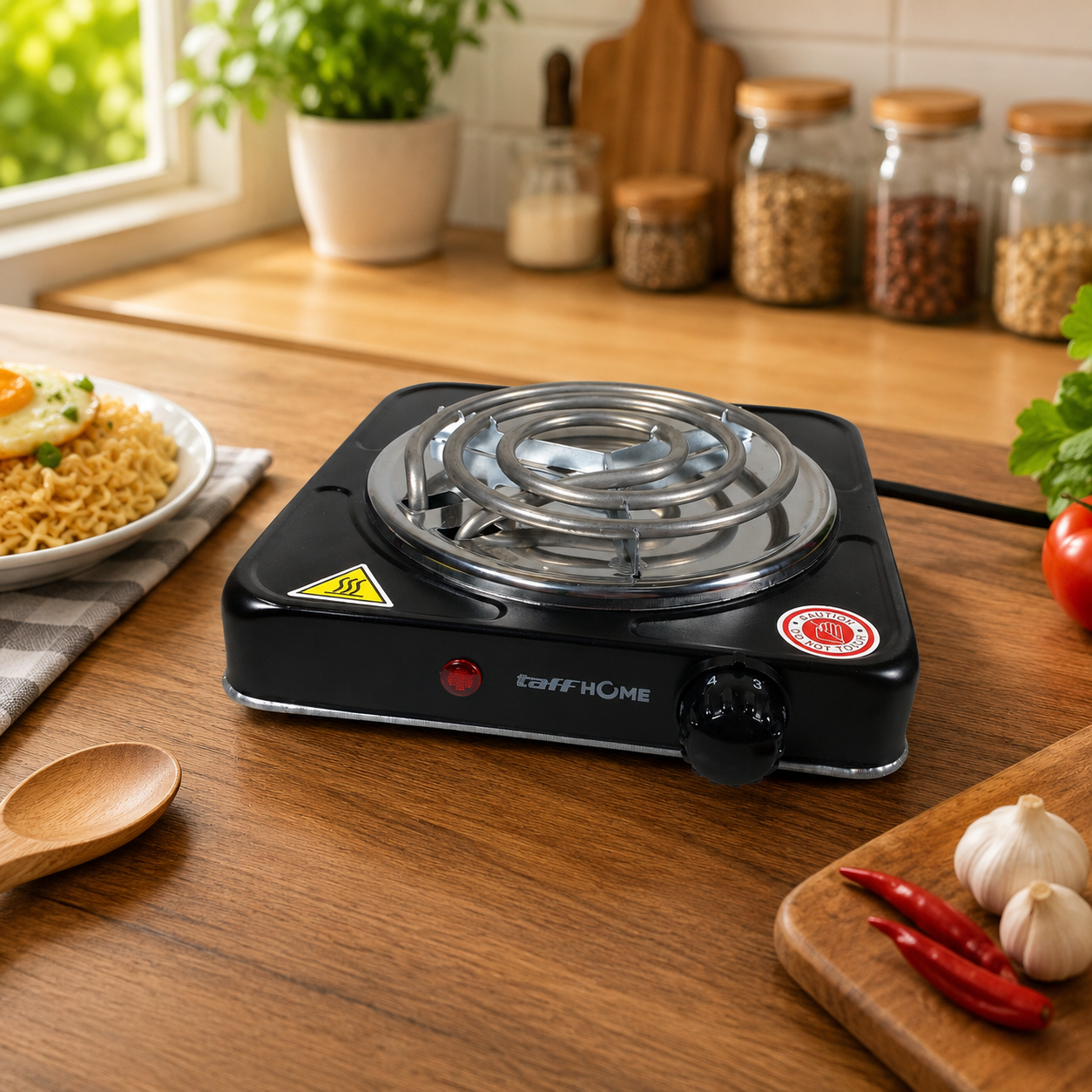 TaffHOME Kompor Listrik 1 Tungku Single Burner Coil Hot Plate 1000W - C1-1000-10 Gambar produk TaffHOME Kompor Listrik 1 Tungku Single Burner Coil Hot Plate 1000W - C1-1000-10 - 3