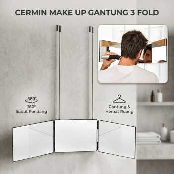 Krisno Cermin Make Up Gantung Hanging Bathroom Mirror 3 Fold - INU135