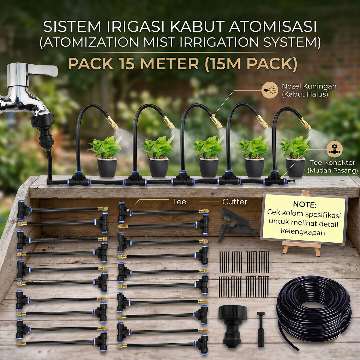 VanKood Irigasi Tanaman Set Atomization Nozzle Watering System Garden 15M - HW910 Gambar produk VanKood Irigasi Tanaman Set Atomization Nozzle Watering System Garden 15M - HW910 - Utama