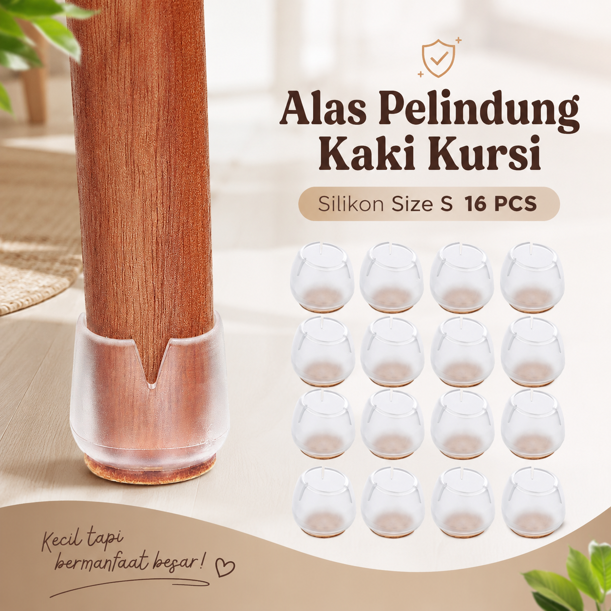 CHITOP Alas Pelindung Kaki Kursi Silikon Anti Gores Size S 16 PCS - CH-46 Gambar produk CHITOP Alas Pelindung Kaki Kursi Silikon Anti Gores Size S 16 PCS - CH-46 - Utama