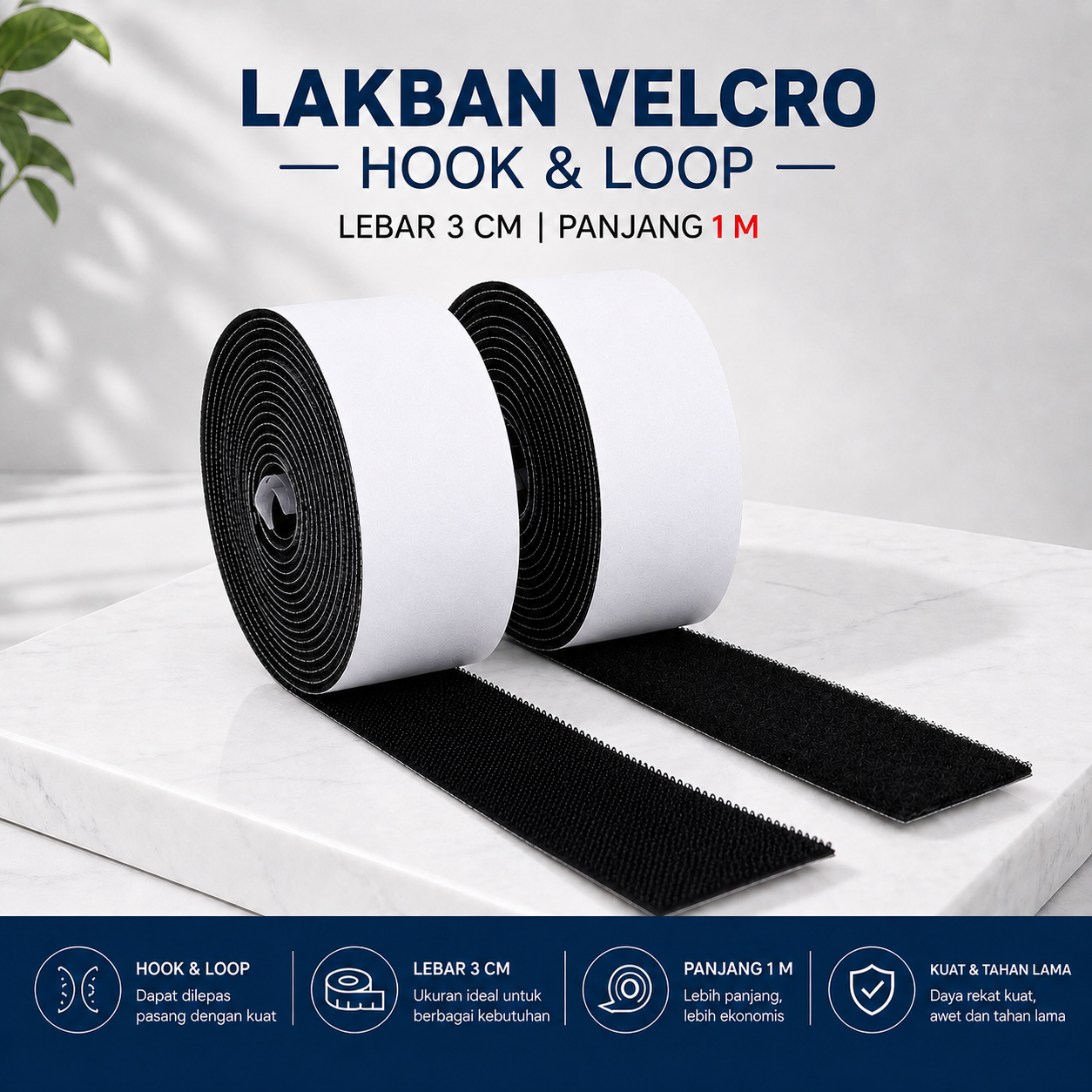 HAFINE Lakban Velcro Hook and Loop Magic Nylon Sticker 3cm 1M - ZNK110 Gambar produk HAFINE Lakban Velcro Hook and Loop Magic Nylon Sticker 3cm 1M - ZNK110 - Utama
