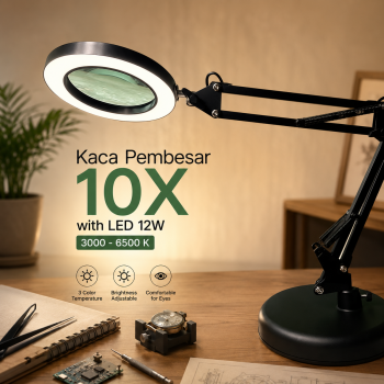 SRATE Kaca Pembesar Multifungsi Magnifying Glass 10X LED Table Lamp - SR-65