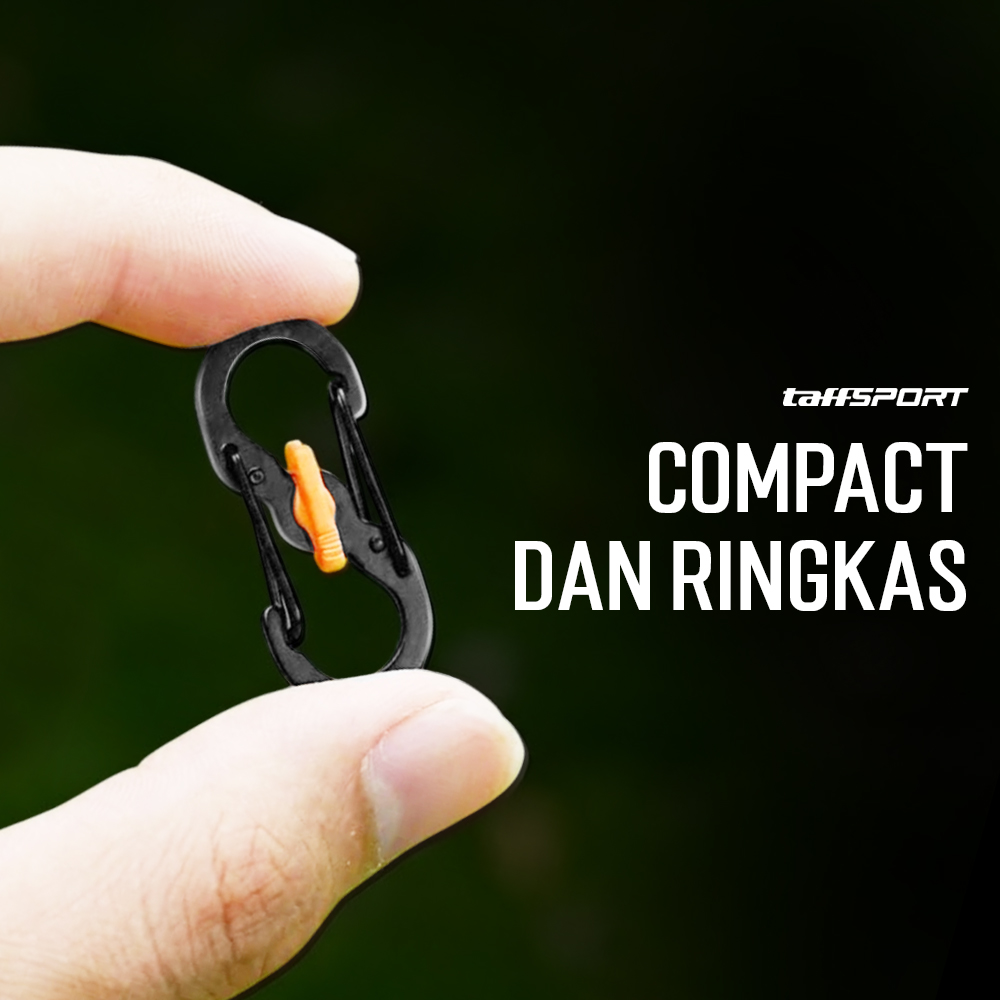 TaffSPORT Carabiner Metal Double Hook Spring Lock Gantungan Kunci 50kg - AT17 Gambar produk TaffSPORT Carabiner Metal Double Hook Spring Lock Gantungan Kunci 50kg - AT17 - 5