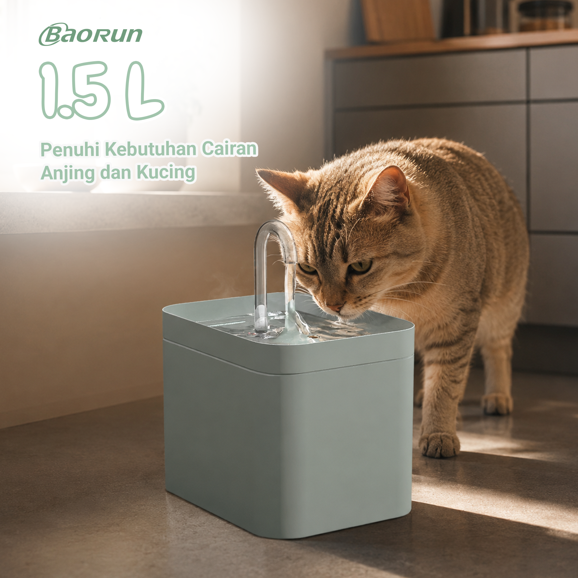 BaoRun Tempat Minum Hewan Elektrik Dispenser Cat Water Fountain 1.5L - PAT220V Gambar produk BaoRun Tempat Minum Hewan Elektrik Dispenser Cat Water Fountain 1.5L - PAT220V - 2
