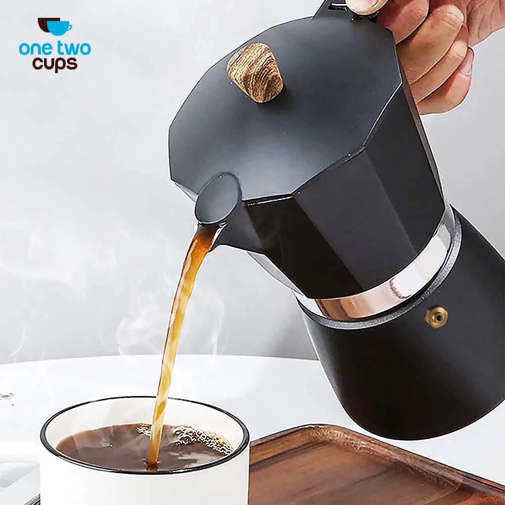 One Two Cups Moka Pot Teko Kopi Espresso Maker Stovetop 6 Cup 300ml - L20 Gambar produk One Two Cups Moka Pot Teko Kopi Espresso Maker Stovetop 6 Cup 300ml - L20 - 4
