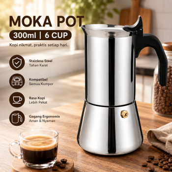 One Two Cups Moka Pot Teko Kopi Espresso Coffee Maker Stovetop - Z65