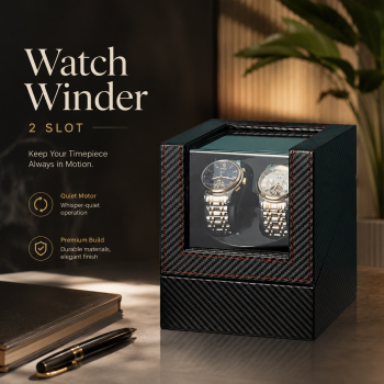ZOEJOE Watch Winder Pemutar Jam Tangan Otomatis 3 Mode 2 Slot - W136T