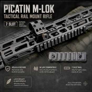 Picatin M-lok Tactical Rail Mount Rifle Scope Adapter 7 Slot - HD23