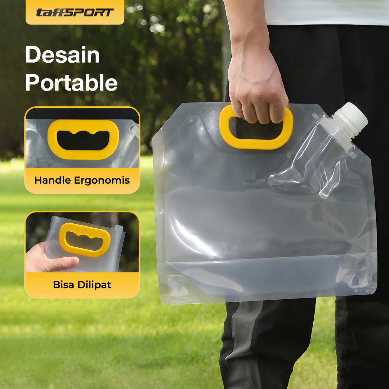 TaffSPORT Kantong Air Minum Lipat Multifungsi Portable Water Bag 1.5L - SD-5 Gambar produk TaffSPORT Kantong Air Minum Lipat Multifungsi Portable Water Bag 1.5L - SD-5 - 2