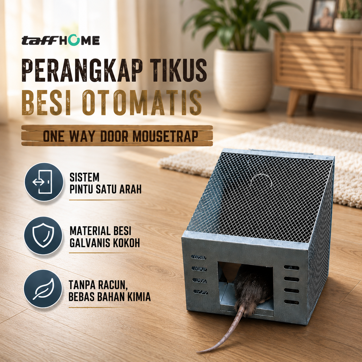 TaffHOME Jebakan Perangkap Tikus Besi Otomatis One Way Door Mousetrap - BG-22 Gambar produk TaffHOME Jebakan Perangkap Tikus Besi Otomatis One Way Door Mousetrap - BG-22 - Utama