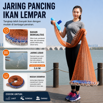 Finefish Jaring Pancing Ikan Lempar Fishing Throw Net Cage - SE4