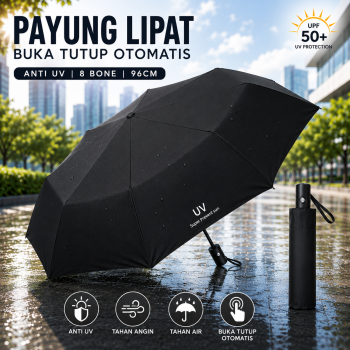 Gambar produk YADA Payung Lipat Buka Tutup Otomatis Polos Anti UV 8 Bone 96cm - YD98
