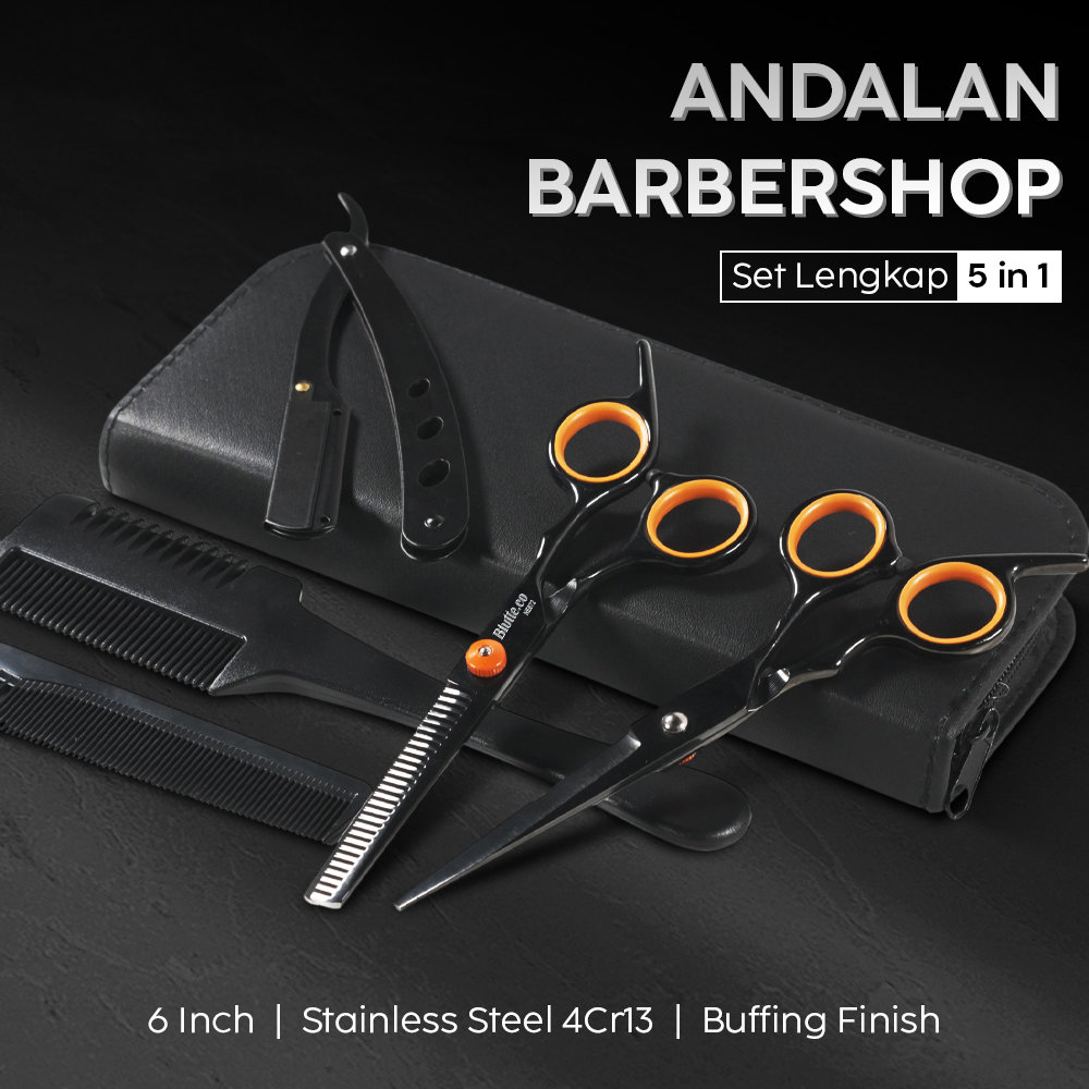 Noocuxuekon Set Gunting Rambut 5in1 Buffing Stainless Steel 4Cr13 - NE672 Gambar produk Noocuxuekon Set Gunting Rambut 5in1 Buffing Stainless Steel 4Cr13 - NE672 - Utama