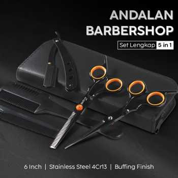 Noocuxuekon Set Gunting Rambut 5in1 Buffing Stainless Steel 4Cr13 - NE672