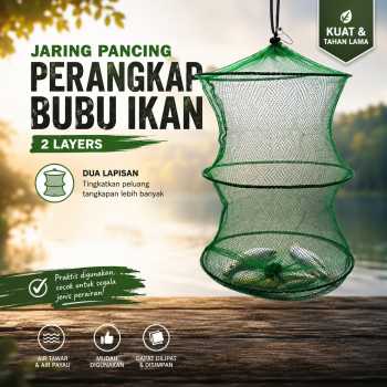 TONQUU Jaring Pancing Perangkap Bubu Ikan Udang Fishing Net 2 Layers - SCZ620