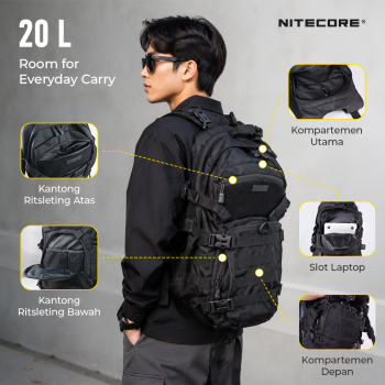 Gambar produk NITECORE Tas Ransel Punggung Laptop Tactical Backpack Outdoor - BP20 - 1