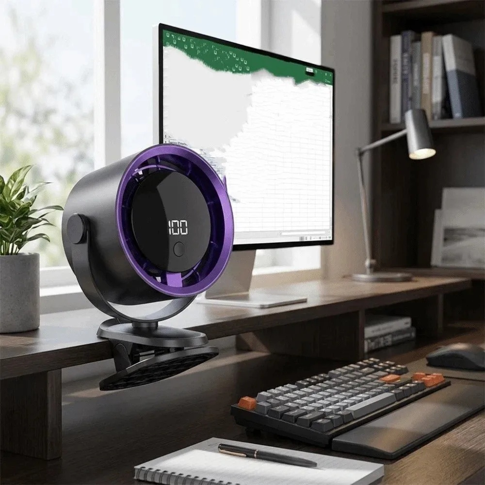 TINSOL Kipas Angin Klip Digital Display Rechargeable Clip Fan 1200mAh - JMF-10 Gambar produk TINSOL Kipas Angin Klip Digital Display Rechargeable Clip Fan 1200mAh - JMF-10 - 6