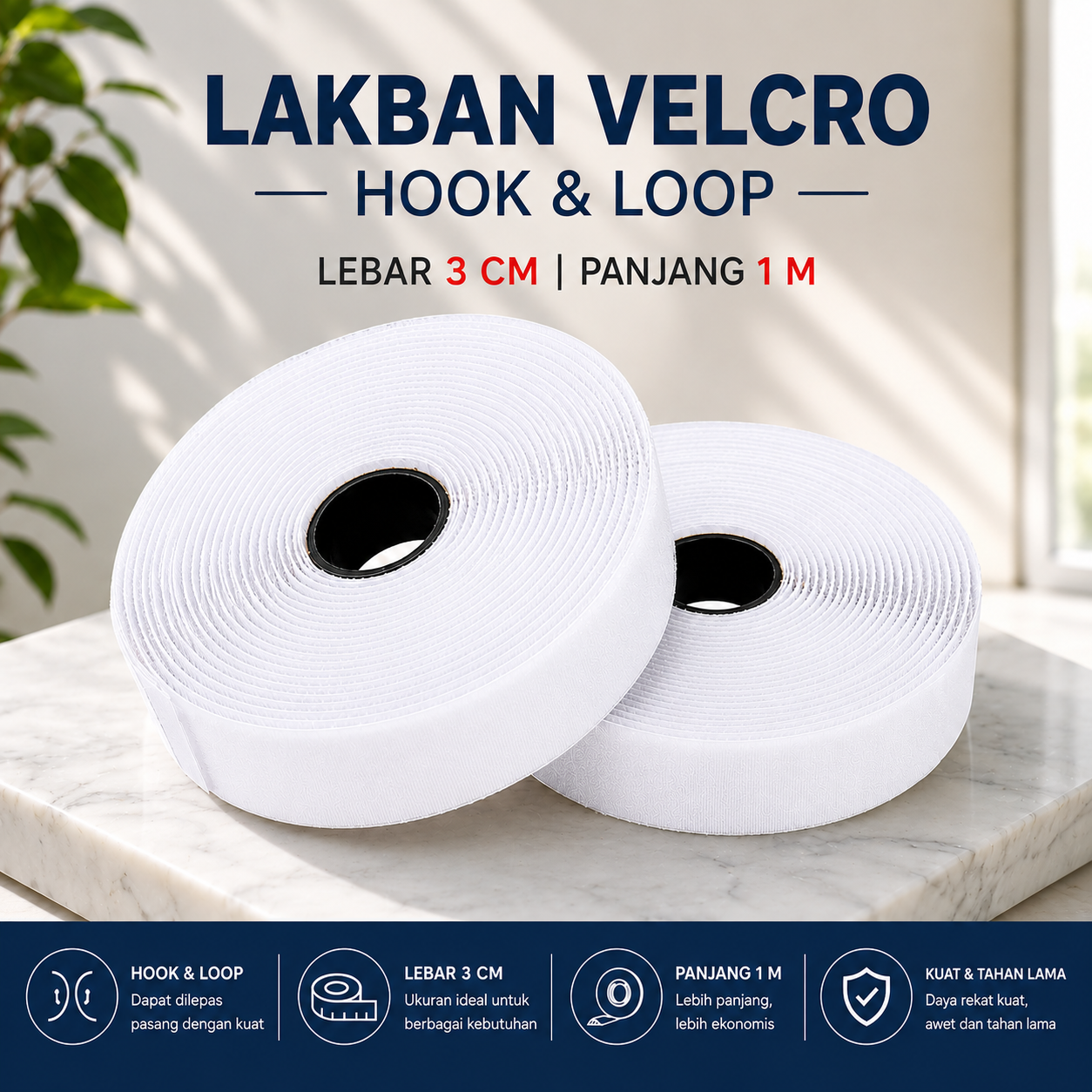 HAFINE Lakban Velcro Hook and Loop Magic Nylon Sticker 3cm 1M - ZNK110 Gambar produk HAFINE Lakban Velcro Hook and Loop Magic Nylon Sticker 3cm 1M - ZNK110 - Utama