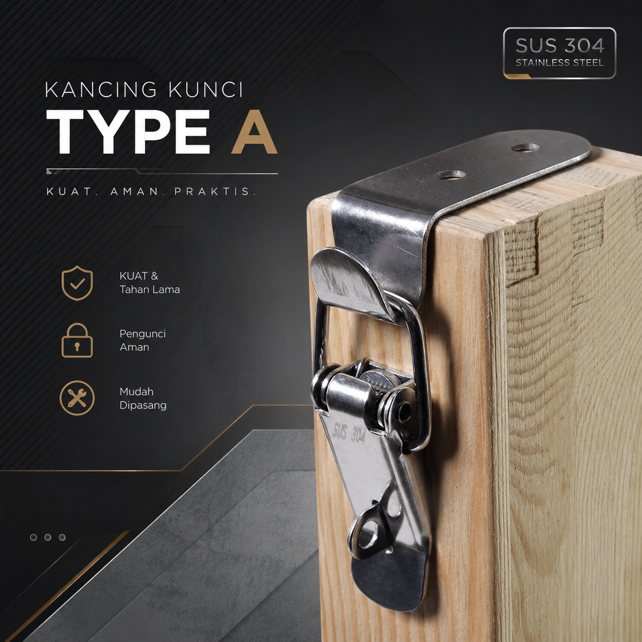 Taffware Kancing Kunci Kaitan Peti Kabinet Spring Lock Loaded Buckle Type A - A3 Gambar produk Taffware Kancing Kunci Kaitan Peti Kabinet Spring Lock Loaded Buckle Type A - A3 - Utama