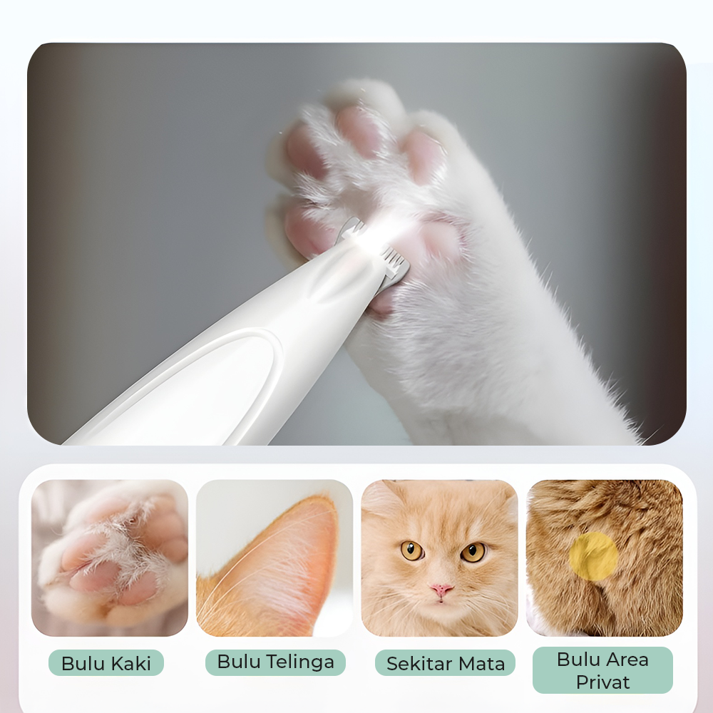 HWY Alat Cukur Bulu Kaki Hewan Elektrik Shaving Trimmer Pet 500mAh - H-410 Gambar produk HWY Alat Cukur Bulu Kaki Hewan Elektrik Shaving Trimmer Pet 500mAh - H-410 - 6