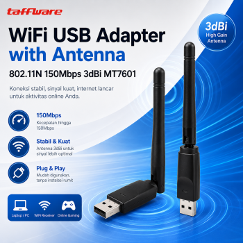 Taffware WiFi USB Adapter 802.11N 150Mbps 3dBi MT7601 with Antena