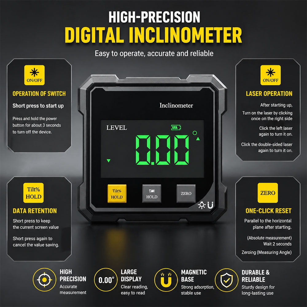LTOOLS Inclinometer Laser Digital Ukur Kemiringan Magnetik Dipmeter - JC150 Gambar produk LTOOLS Inclinometer Laser Digital Ukur Kemiringan Magnetik Dipmeter - JC150 - 3