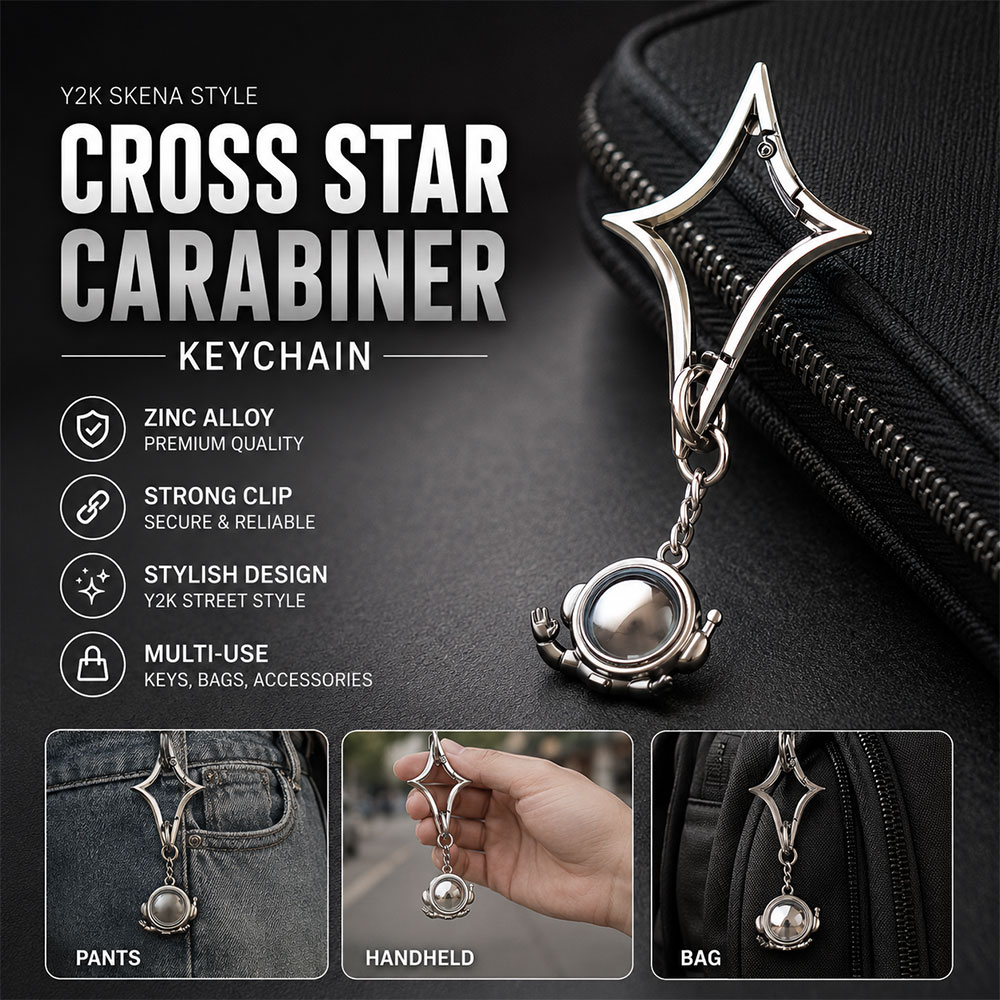 HZLI Carbiner Keychain Gantungan Kunci Y2K Skena Cross Star Zink Alloy - GB6740 Gambar produk HZLI Carbiner Keychain Gantungan Kunci Y2K Skena Cross Star Zink Alloy - GB6740 - Utama