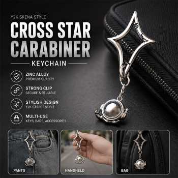 HZLI Carbiner Keychain Gantungan Kunci Y2K Skena Cross Star Zink Alloy - GB6740