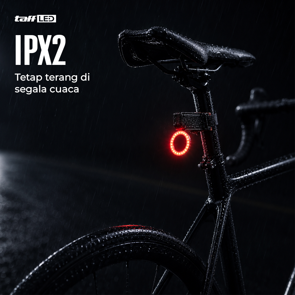 TaffLED Lampu Belakang Sepeda LED Rechargeable Waterproof Tail Light Circle - ZH097 Gambar produk TaffLED Lampu Belakang Sepeda LED Rechargeable Waterproof Tail Light Circle - ZH097 - 5