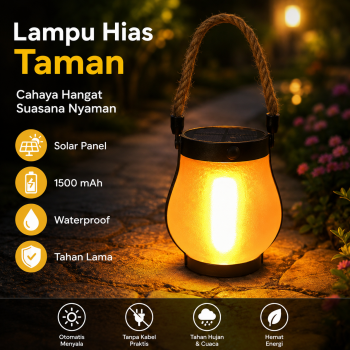 SANMON Lampu Taman Hias Lentera Gantung Solar Light Warm White 1500mAh - YMJ020