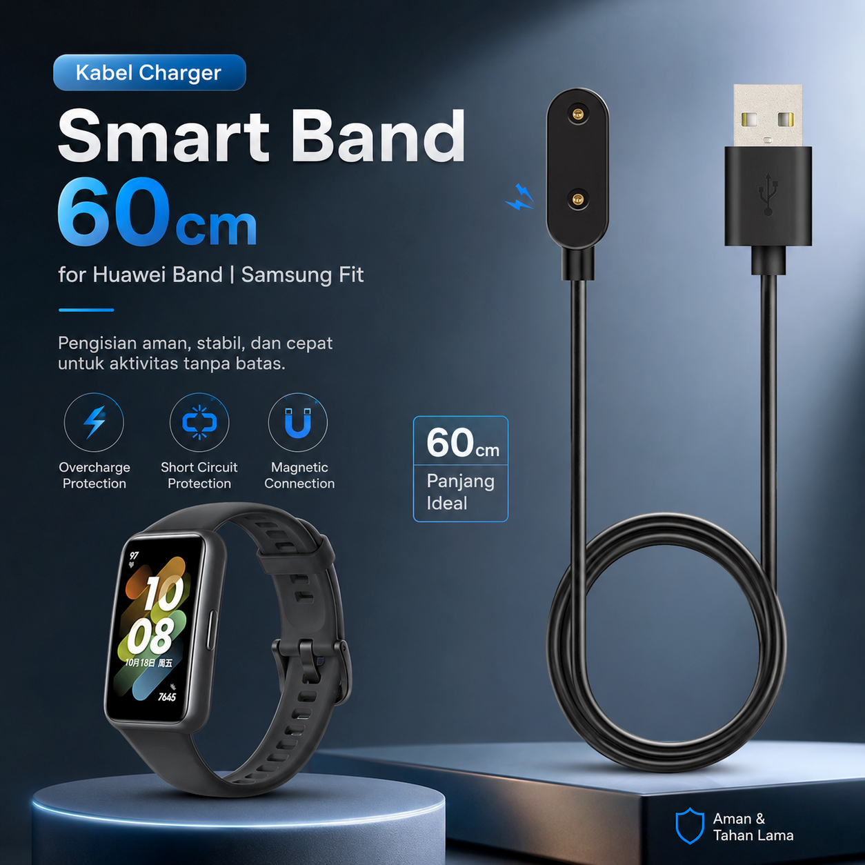 Speedwav Kabel Charger Smart Band 60cm for Huawei Band Samsung Fit - X-10 Gambar produk Speedwav Kabel Charger Smart Band 60cm for Huawei Band Samsung Fit - X-10 - Utama