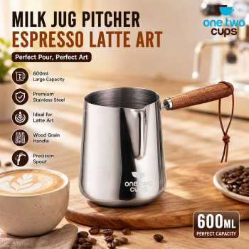 One Two Cups Milk Jug Pitcher Susu Latte Art Espresso SUS304 600ml - S09