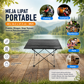TaffSPORT Meja Lipat Outdoor Piknik Camping Portable 68x46.3x41.5cm - 8825