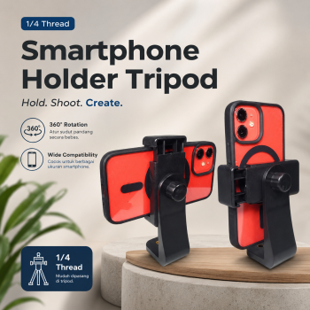 Gambar produk AIEACH Smartphone Holder HP Tripod Monopod Clamp Mount 1/4 Thread - F360