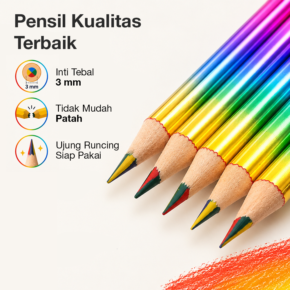 Gambar produk WEBOW Pensil Warna Rainbow Color Pencils Drawing Painting 16 PCS/Set - XP004 - 3