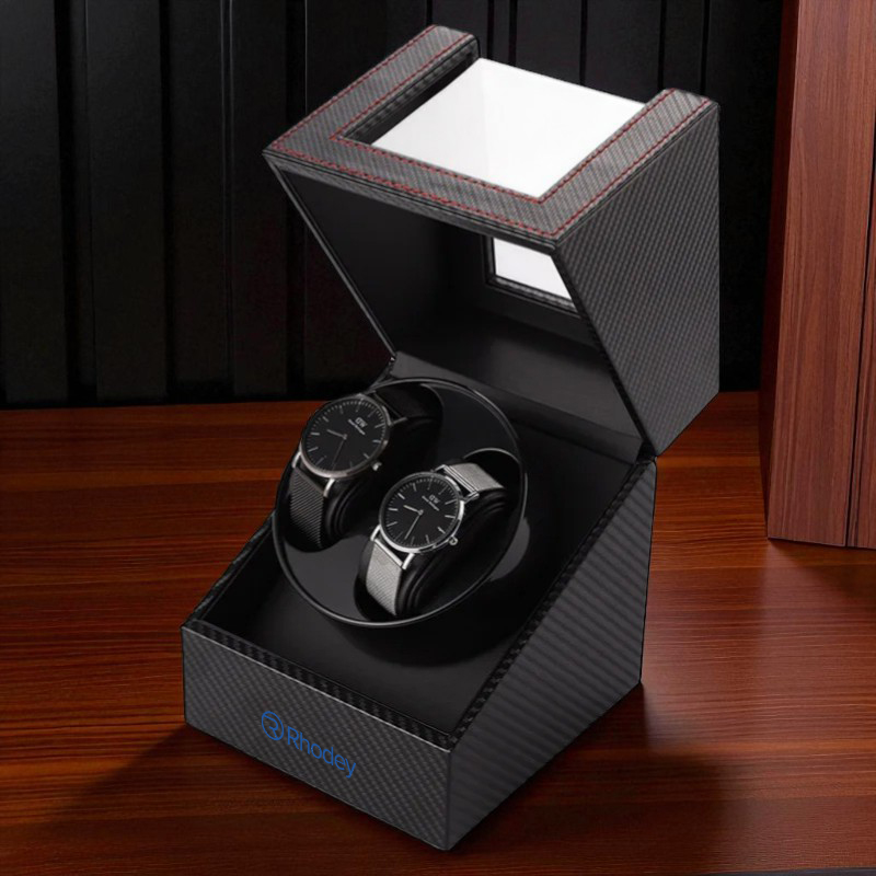 Rhodey Watch Winder Pemutar Jam Tangan Otomatis 3 Mode 2 Slot - W136T Gambar produk Rhodey Watch Winder Pemutar Jam Tangan Otomatis 3 Mode 2 Slot - W136T - 5