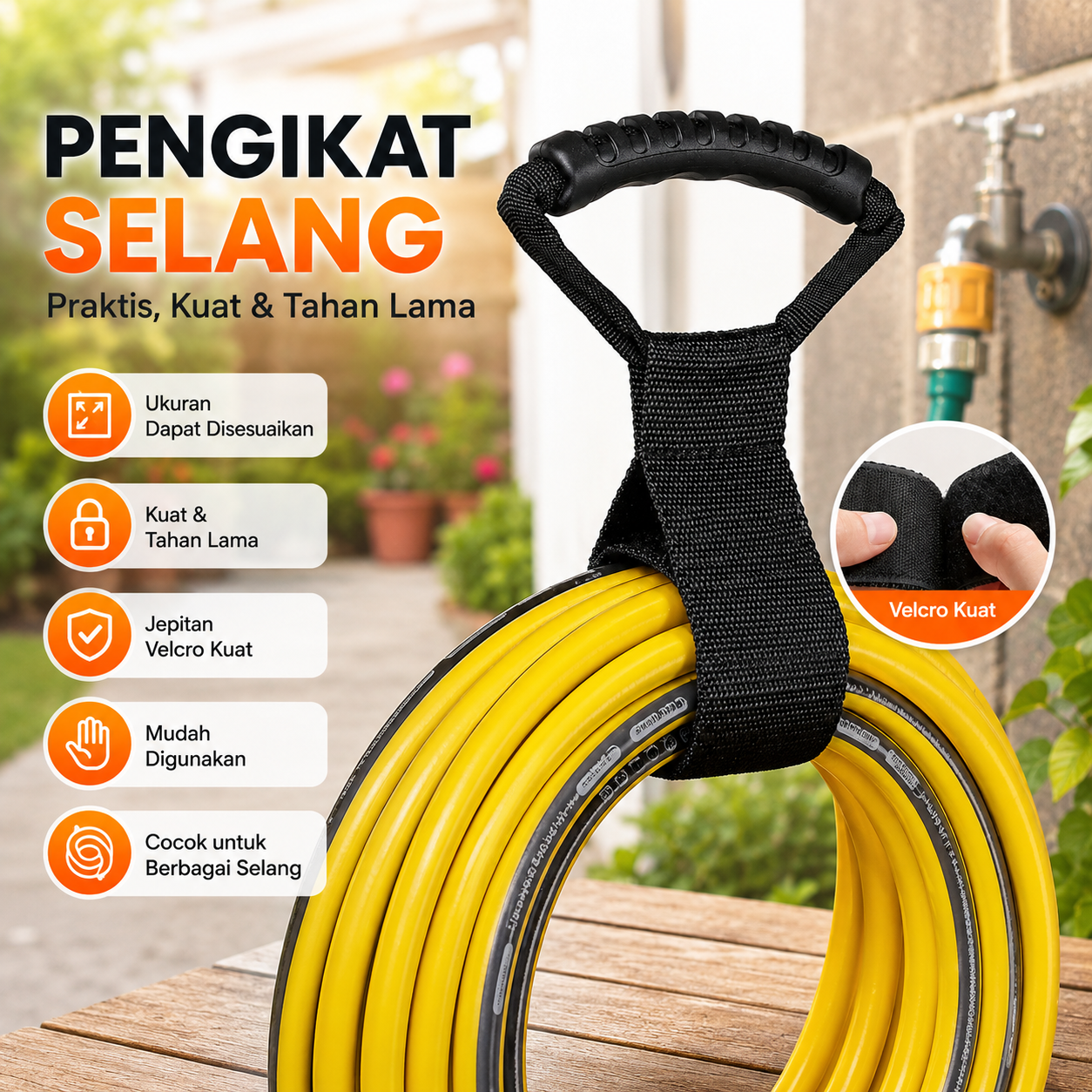 Yopolaz Pengikat Selang Kabel Velcro Tie Down Organizer with Handle L - PV-10 Gambar produk Yopolaz Pengikat Selang Kabel Velcro Tie Down Organizer with Handle L - PV-10 - Utama