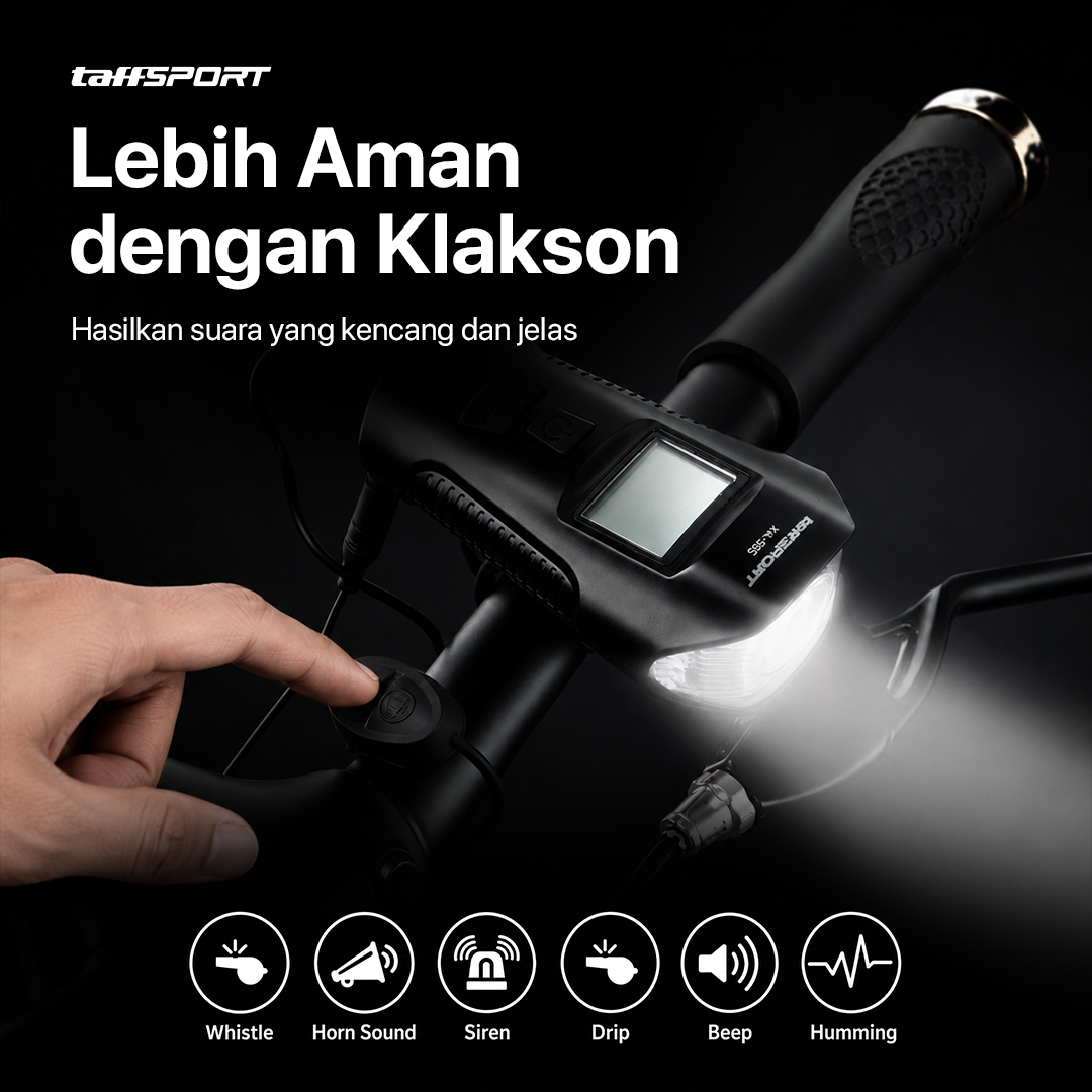 TaffSPORT Lampu Depan Sepeda LED Klakson Speedometer 1000 Lumens - XA-585 Gambar produk TaffSPORT Lampu Depan Sepeda LED Klakson Speedometer 1000 Lumens - XA-585 - 3