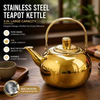 SIANKO Teko Stainless Bulat Saringan Teh Water Kettle Teapot 2L - HS4060